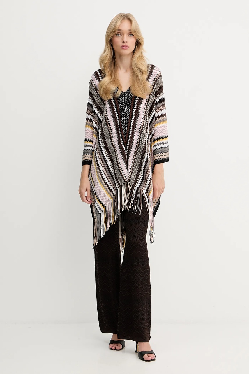 Πόντσο με μαλλί Missoni χρώμα: καφέ, 9P4EWMDA232 φωτογραφία