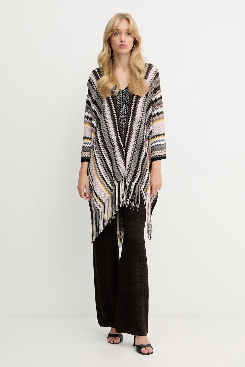 Пончо с шерстью Missoni цвет коричневый лёгкое 9P4EWMDA232 Пончо с шерстью Missoni цвет коричневый лёгкое 9P4EWMDA232
