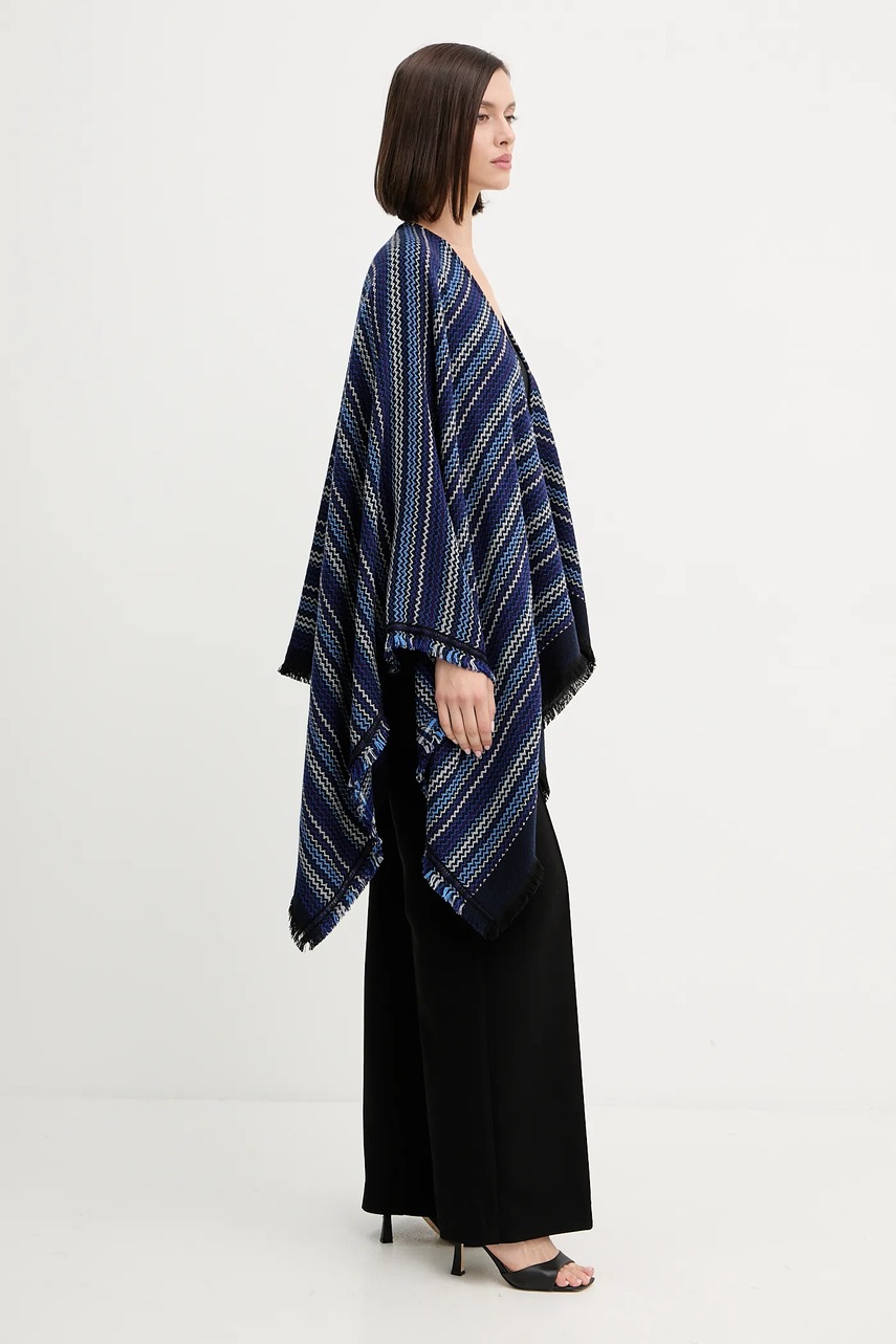 Шерстяное пончо Missoni цвет синий MA9EWODA413 Шерстяное пончо Missoni цвет синий MA9EWODA413