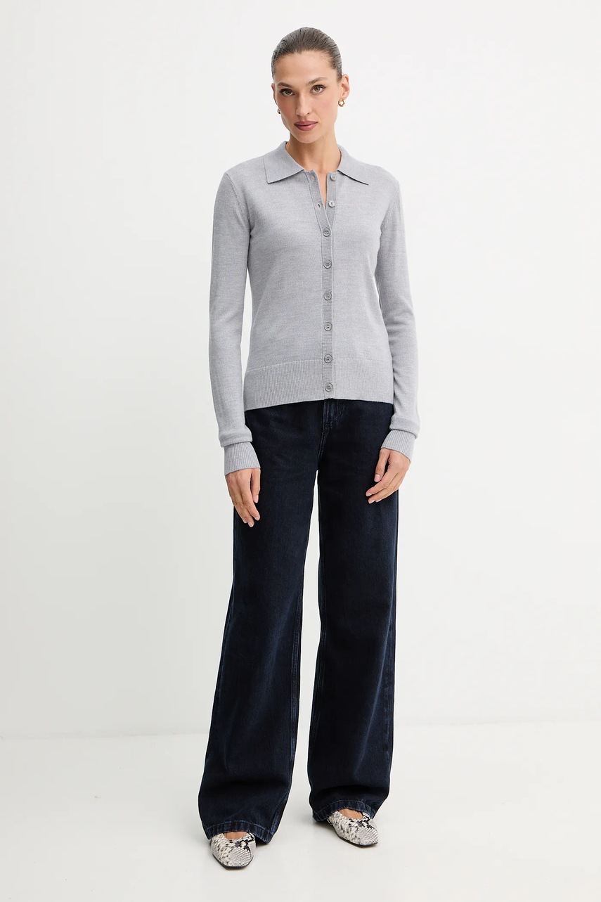 Шерстяной кардиган Patrizia Pepe цвет серый лёгкий 2K0343 KM36 Шерстяной кардиган Patrizia Pepe цвет серый лёгкий 2K0343 KM36