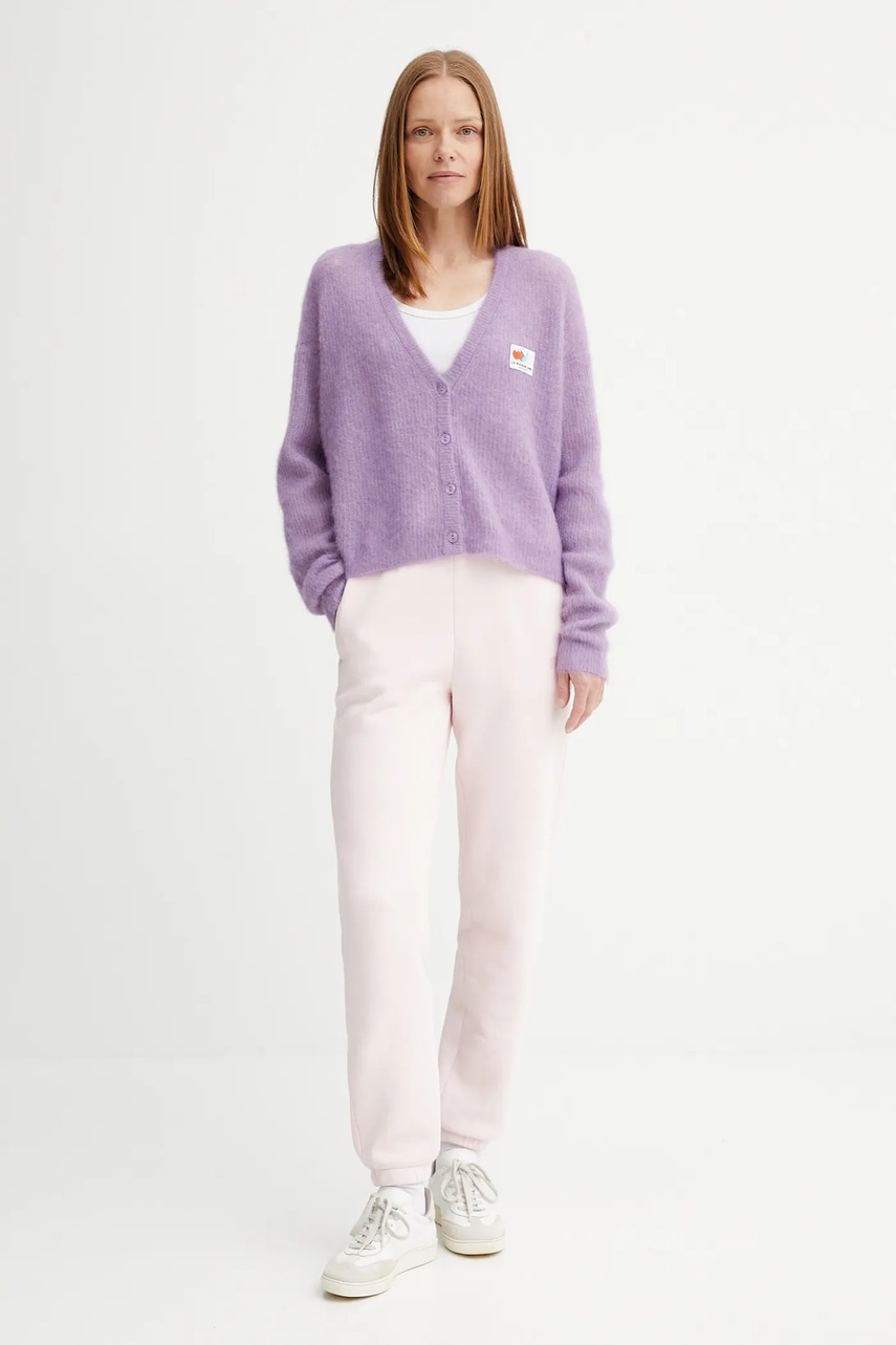 Шерстяной кардиган American Vintage цвет фиолетовый лёгкий NEN19A