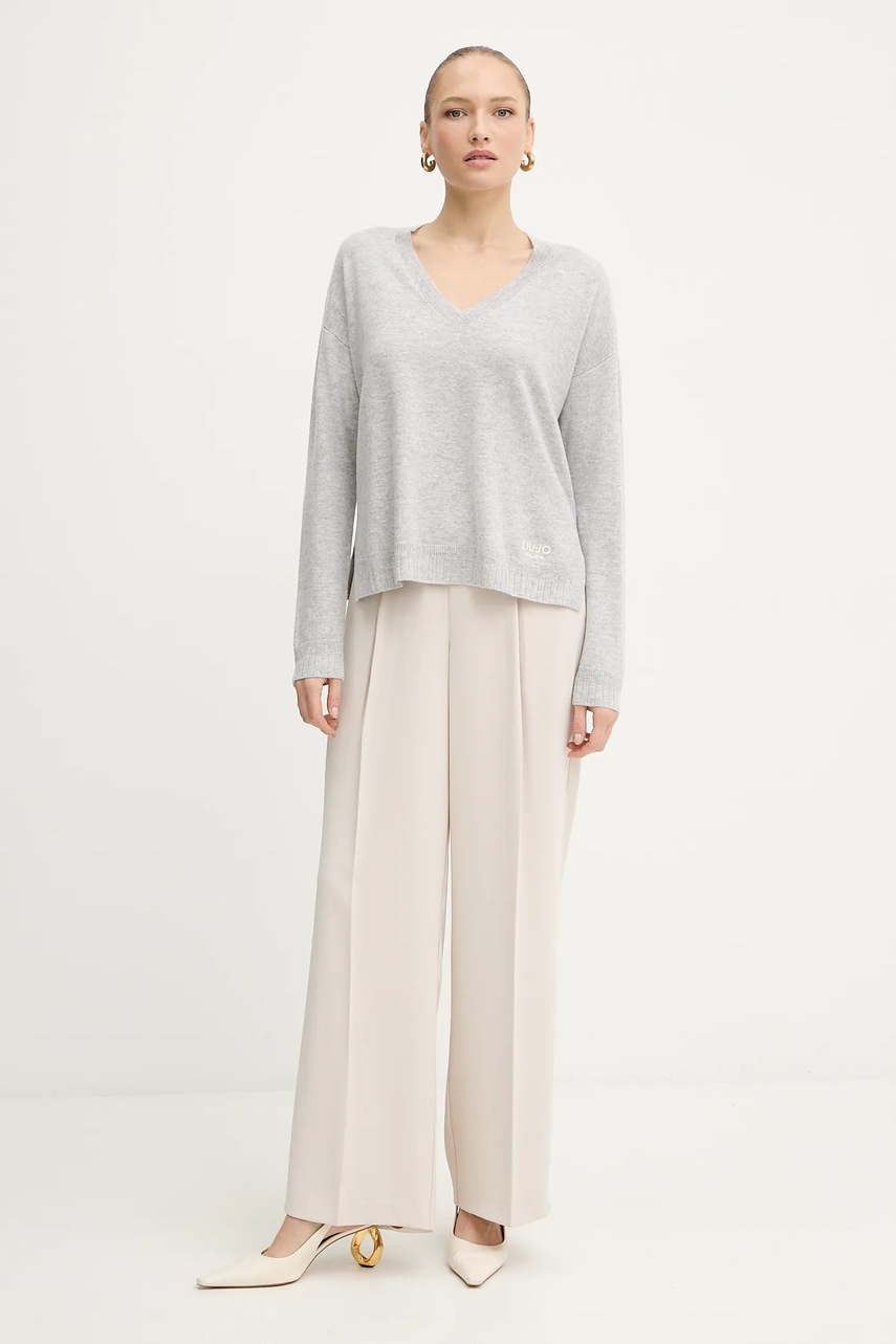 Шерстяной свитер Liu Jo цвет серый лёгкий TF5180.MS026