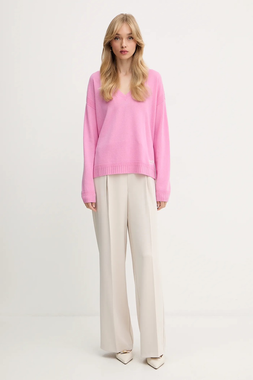 Шерстяной свитер Liu Jo цвет розовый лёгкий TF5180.MS026
