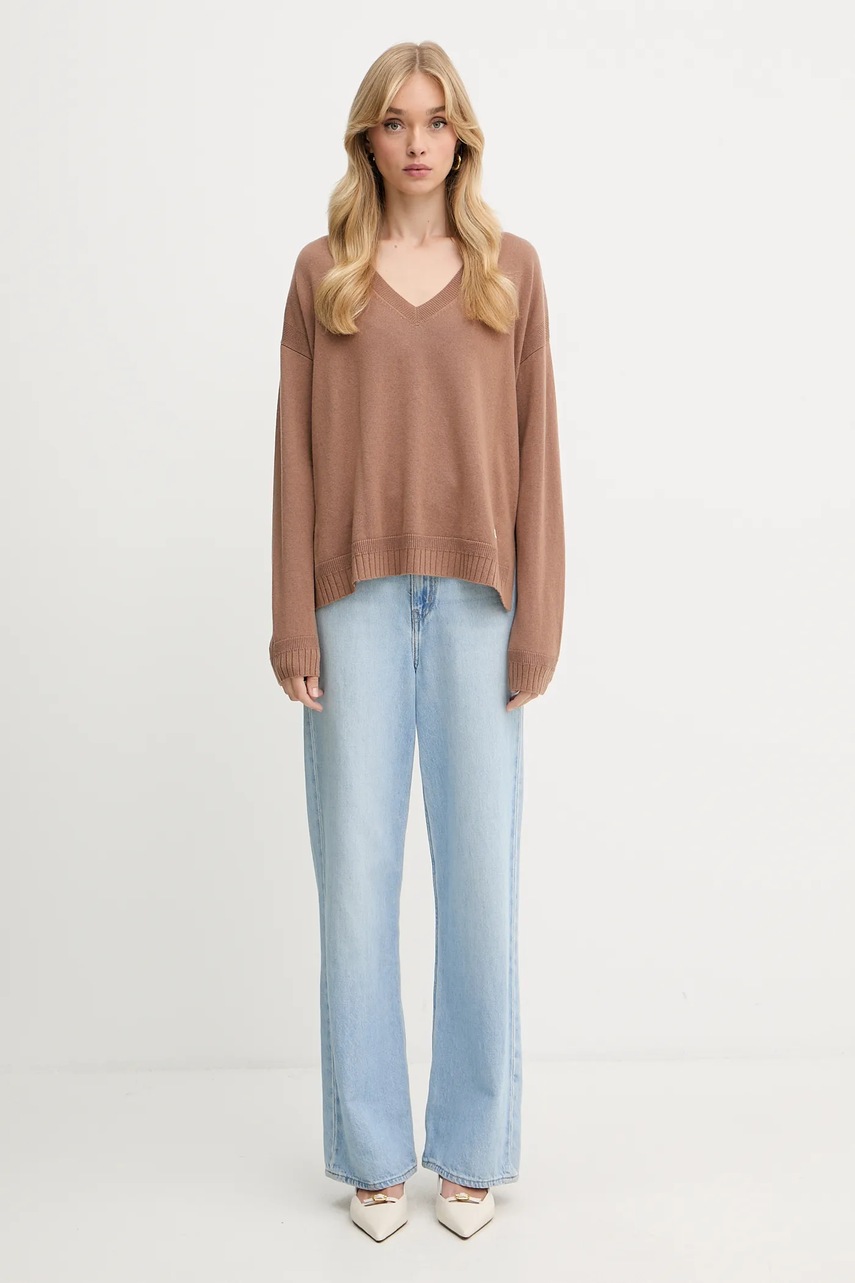 Шерстяной свитер Liu Jo цвет коричневый лёгкий TF5180.MS026