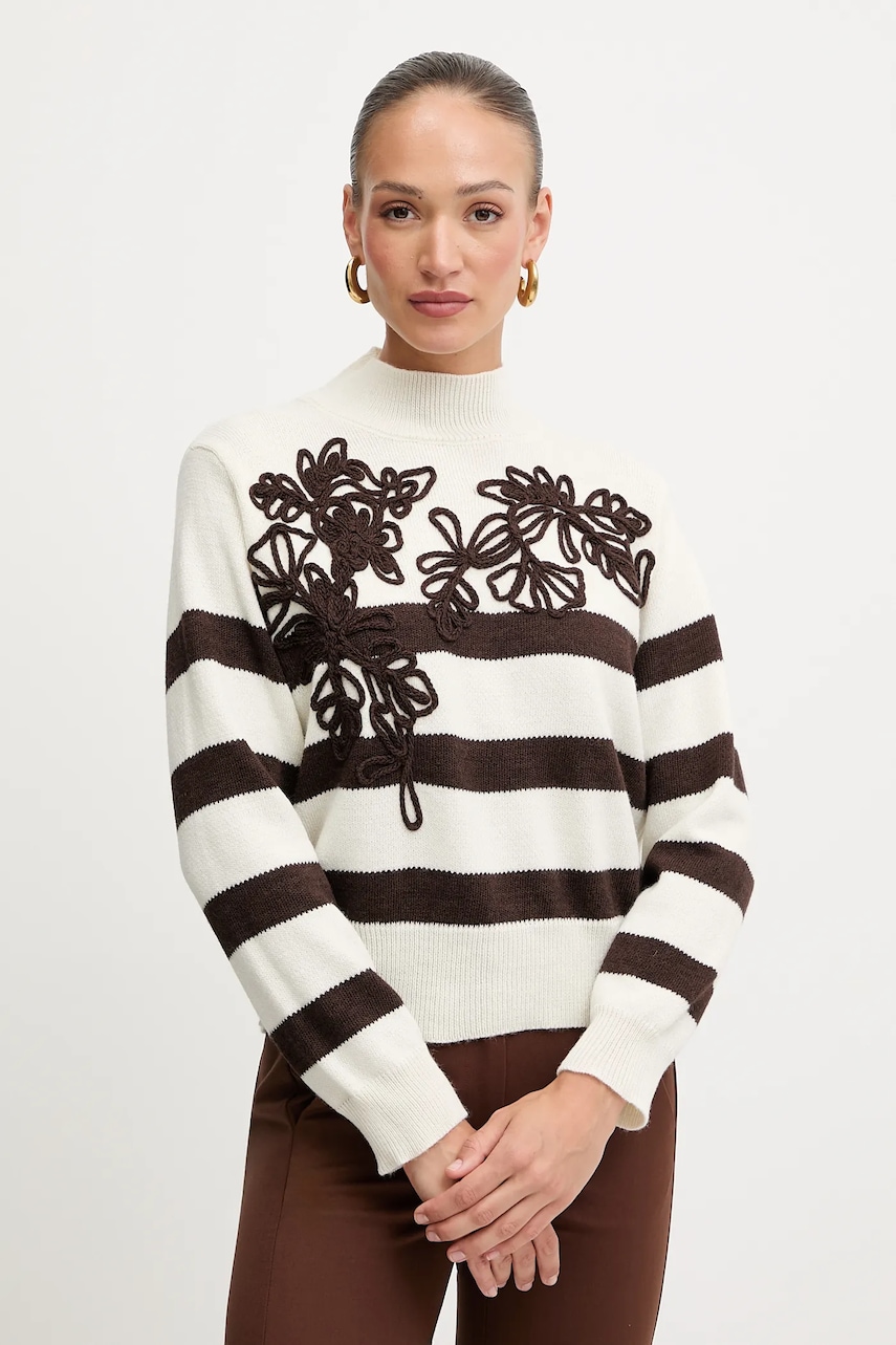 Ermanno Scervino pulover din amestec de lână culoarea bej, cu turtleneck, 57TM067EA5AP
