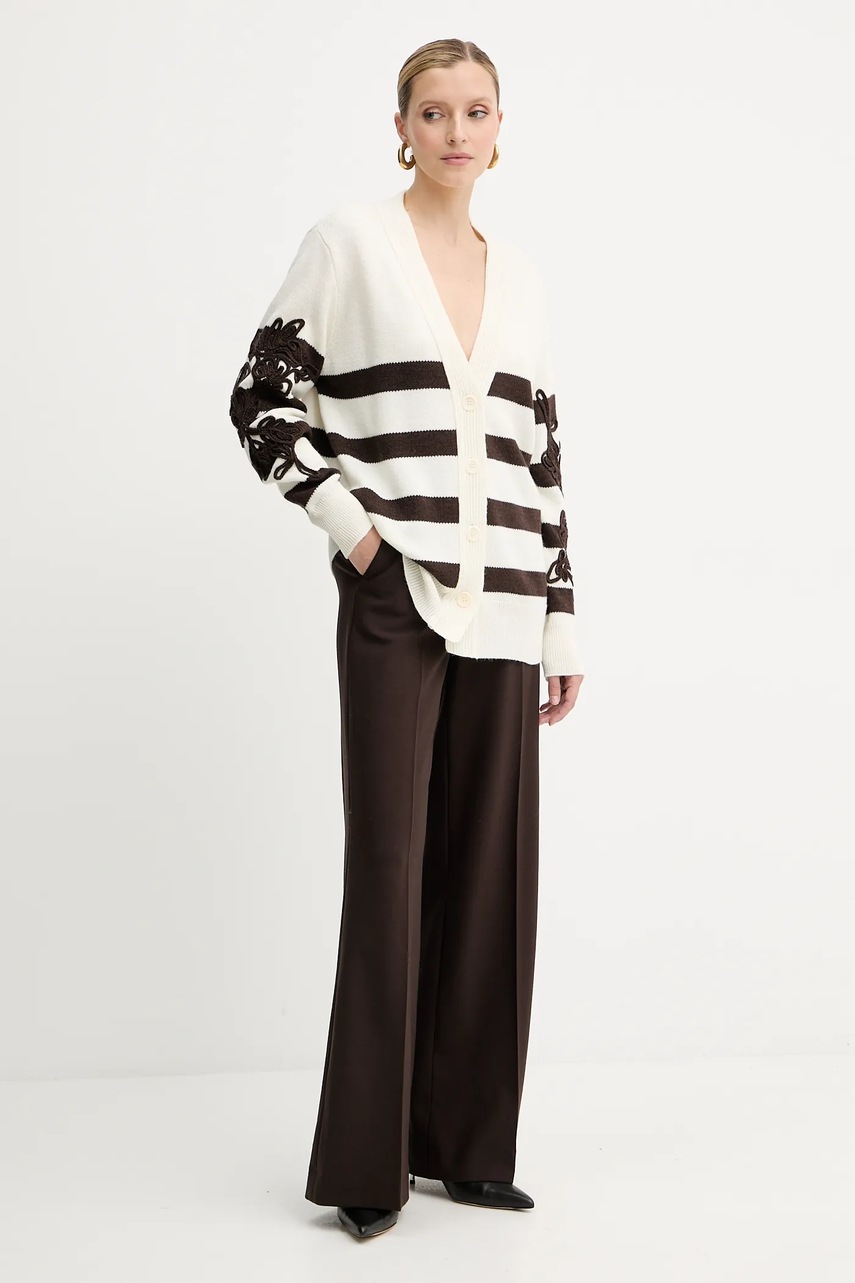 Кардиган с примесью шерсти Ermanno Scervino цвет бежевый 57TN044EA5