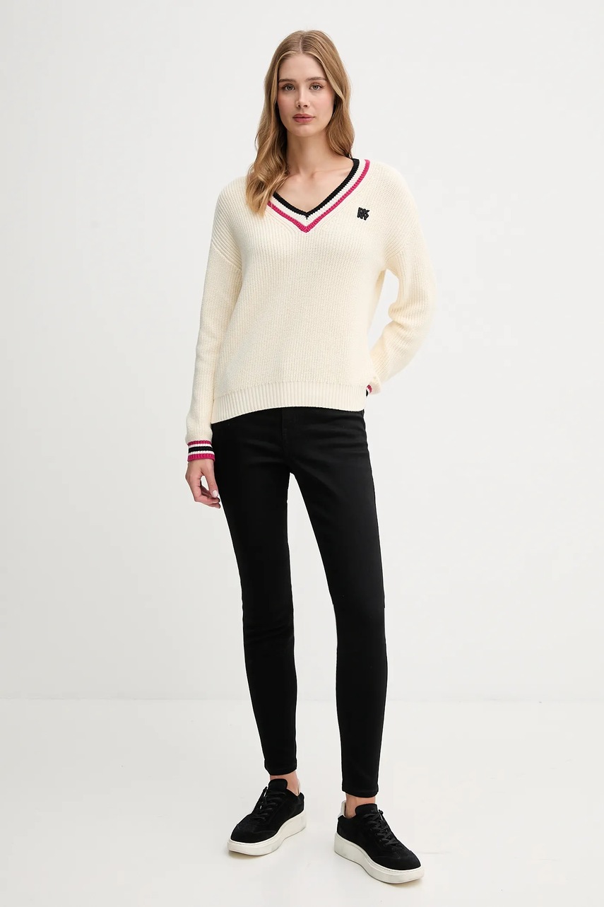 Хлопковый свитер Dkny цвет бежевый тёплый DJ5R0730