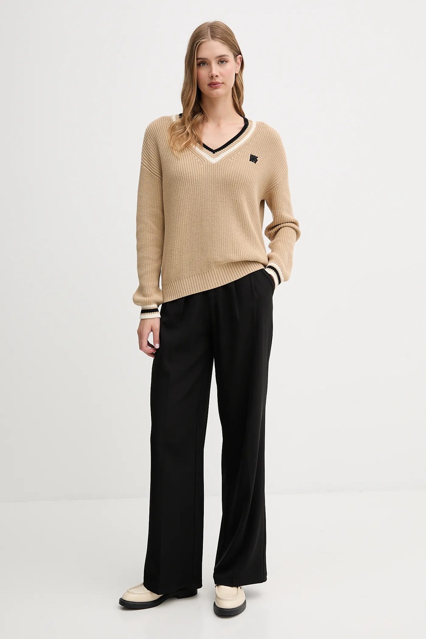 Хлопковый свитер Dkny цвет бежевый тёплый DJ5R0730