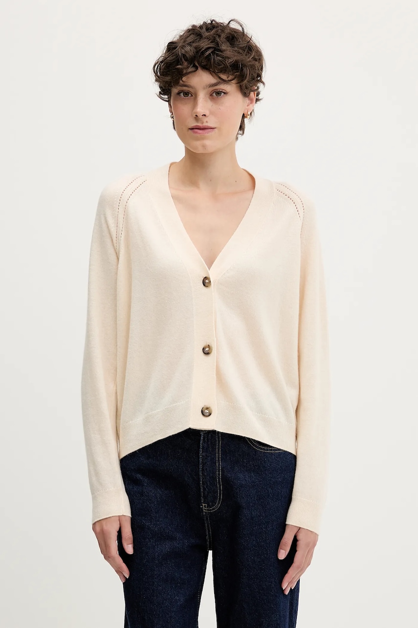 Sisley cardigan din amestec de lână culoarea bej, light, 102HM602Q