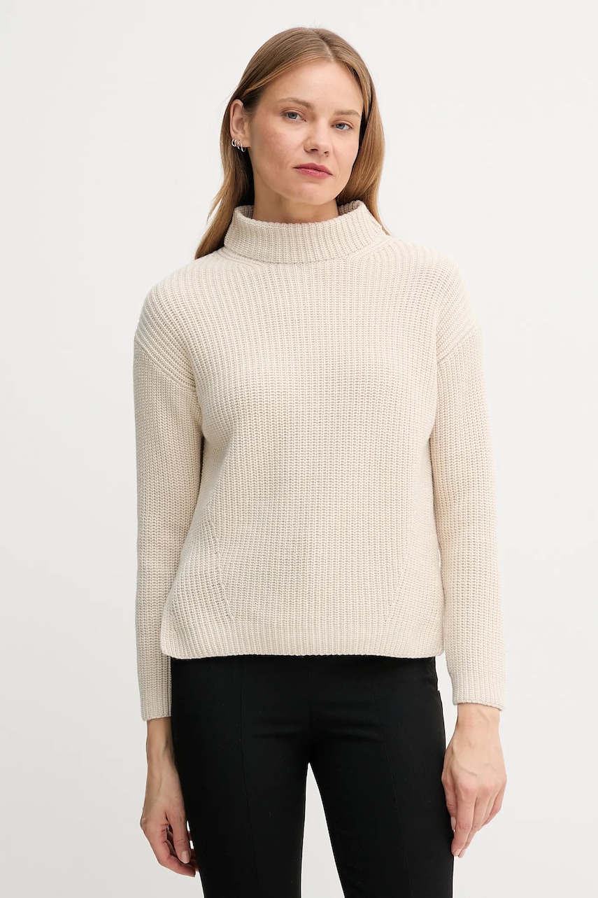 Joop! pulover de lână culoarea bej, light, cu turtleneck, 30048456