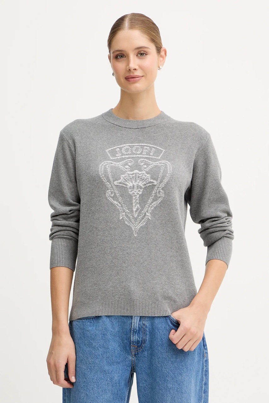 Joop! pulover din amestec de mătase culoarea gri, 30048477