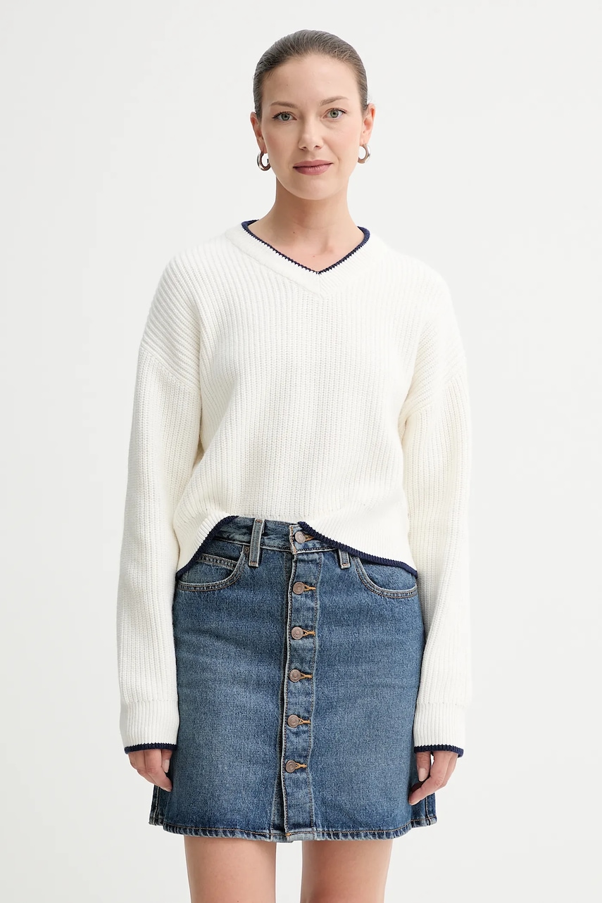 Levně Svetr z vlněné směsi Levi's dámský, béžová barva, 0037O