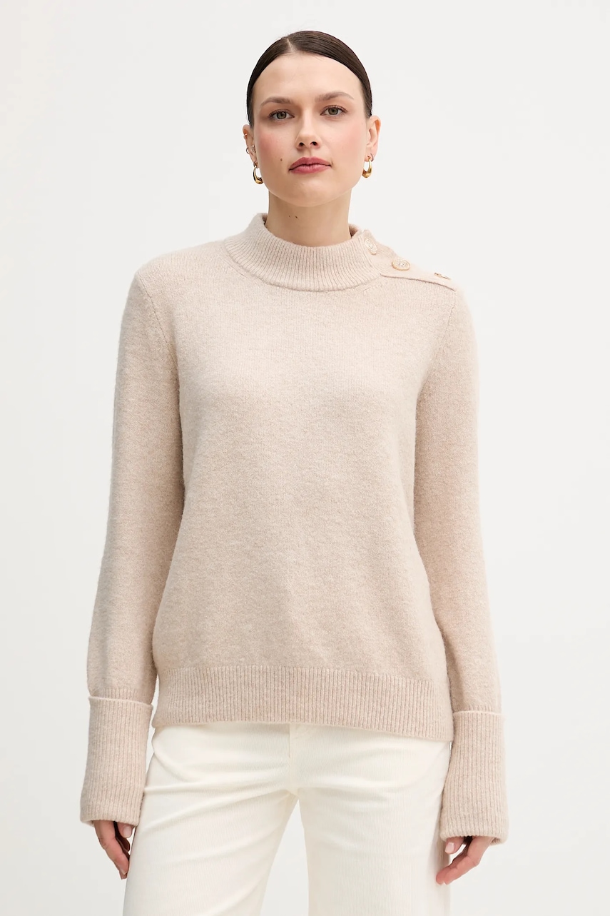 Marc Aurel pulover din amestec de lână culoarea bej, cu turtleneck, 8064-8000-82028