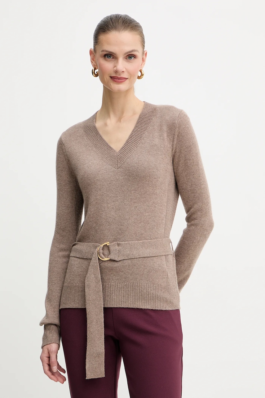 Levně Svetr s příměsí vlny Marciano by Guess AFRAH hnědá barva, 5BGR23 5893Z