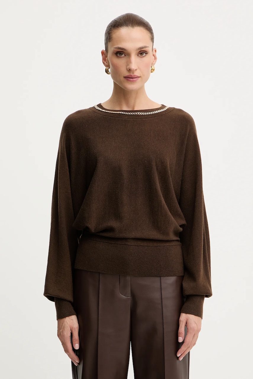 Svetr s příměsí vlny Marciano by Guess ABEL hnědá barva, 5BGR02 5782Z