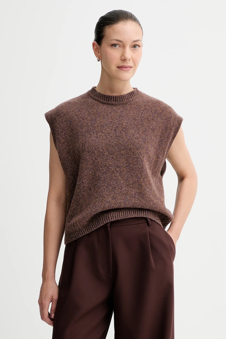 Sessun vesta de lana culoarea maro, 24109002