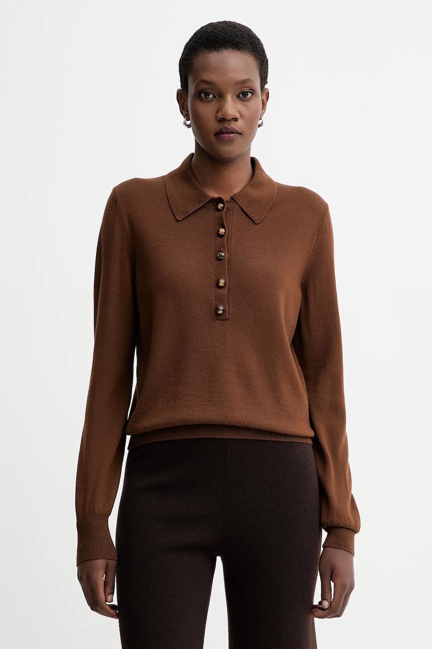 Sessun pulover de lână culoarea maro, light, 25109022