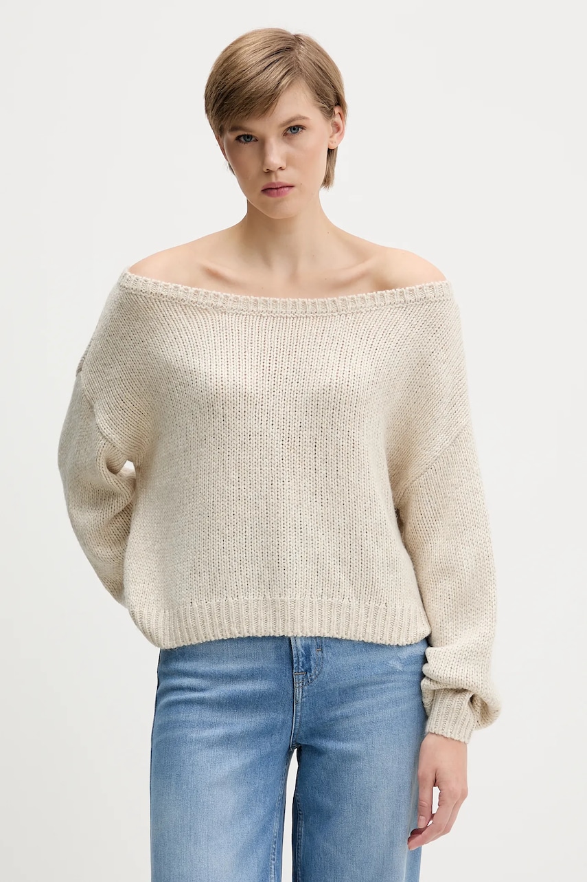 Hollister Co. pulover culoarea bej, KI350-5072