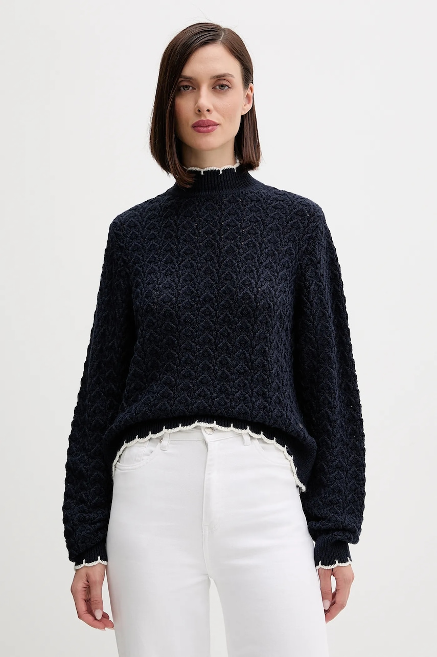 Pepe Jeans pulover culoarea bleumarin, cu turtleneck, PL7000016