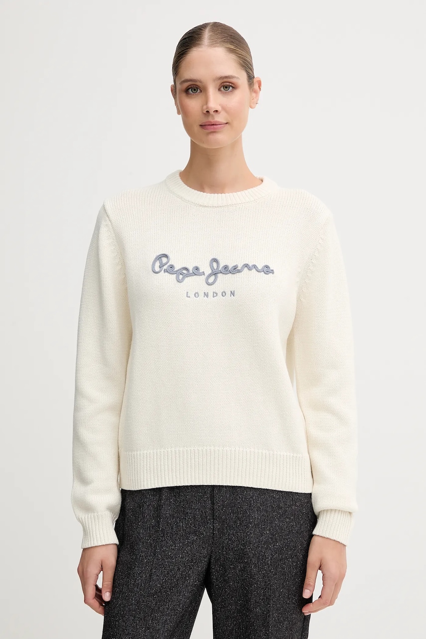 Pepe Jeans pulover de bumbac culoarea bej, PL7000024
