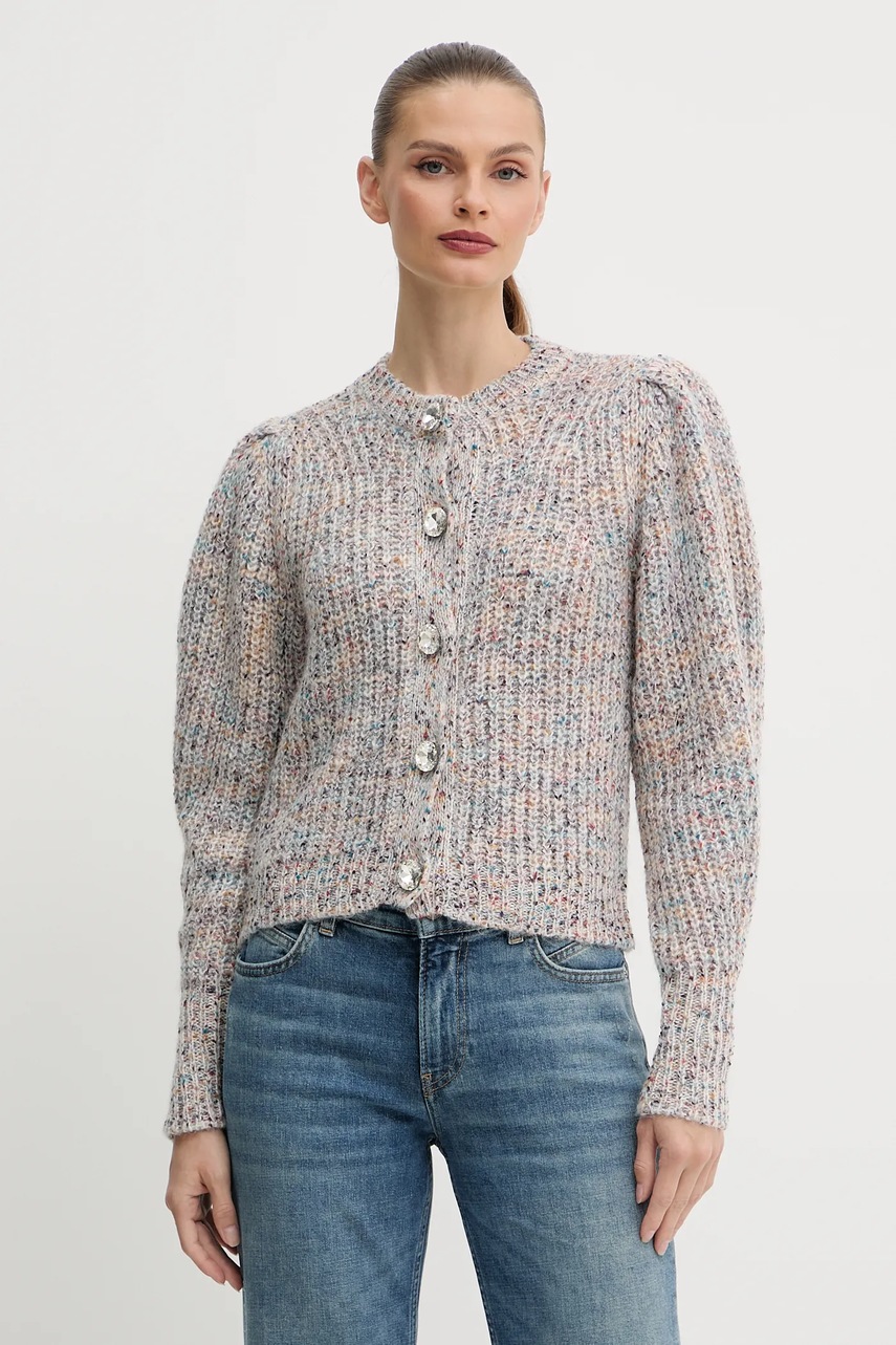 Levně Kardigan s příměsí vlny Twinset dámský, šedá barva, 252AP3060