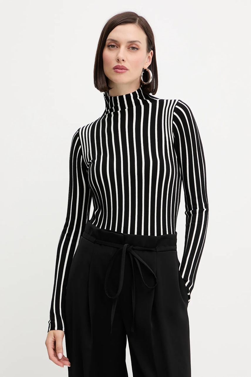 Levně Svetr Twinset dámský, černá barva, s pologolfem, 252LI3ABB