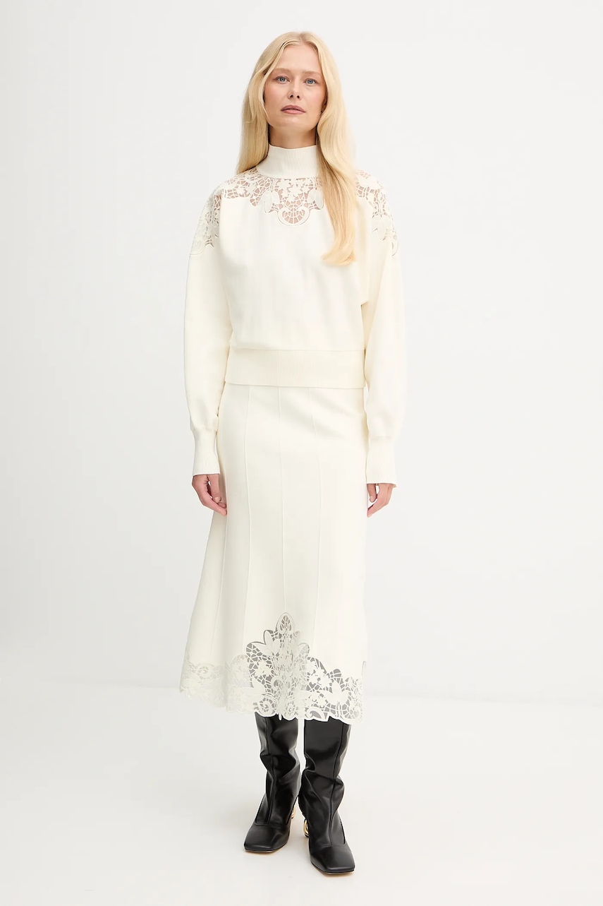 Свитер Twinset цвет бежевый с полугольфом 252TP3406 Свитер Twinset цвет бежевый с полугольфом 252TP3406