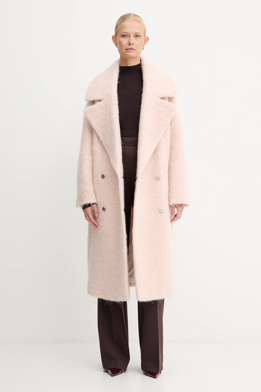 Шерстяной свитер Twinset цвет коричневый лёгкий с полугольфом 252TT3111