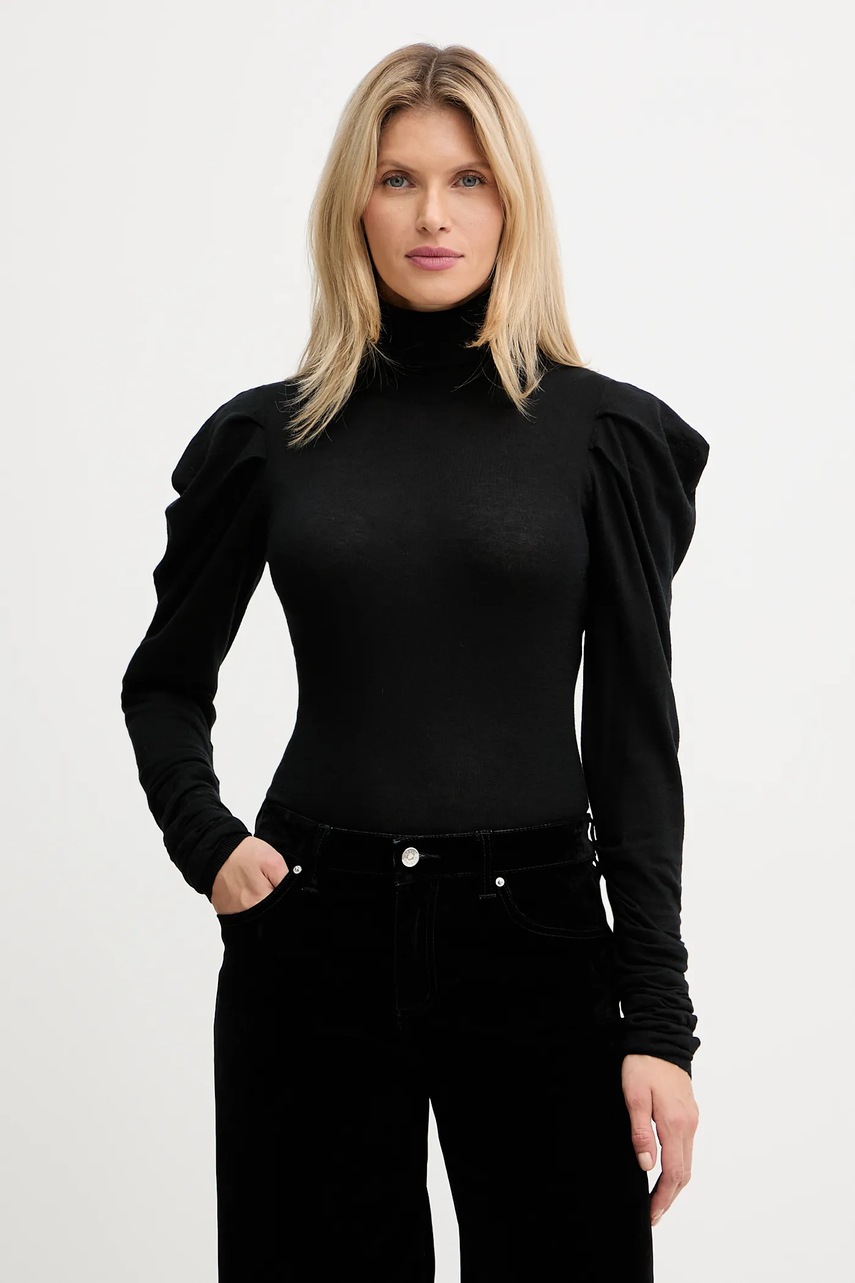 Levně Svetr s příměsí vlny Twinset černá barva, s golfem, 252AT3080