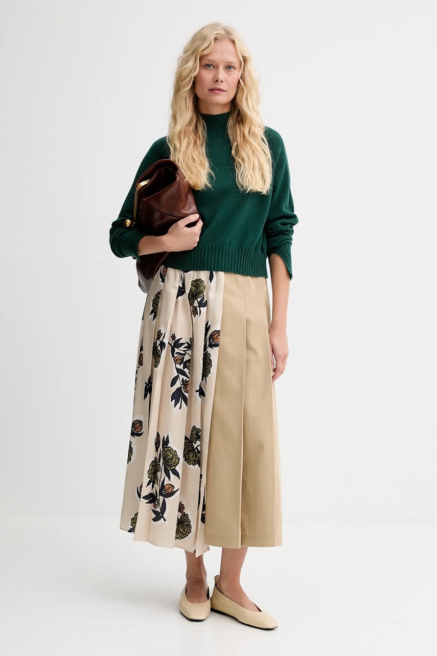 Кашемировый свитер Twinset цвет зелёный лёгкий с полугольфом 252TT3531