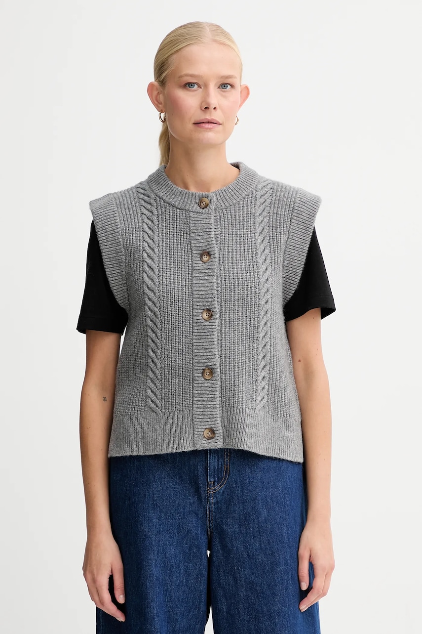 Levi's vestă din amestec de lână culoarea gri, călduros, 0038D