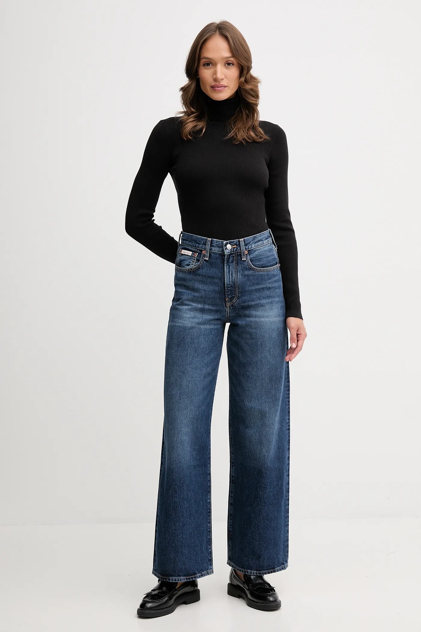 Свитер Calvin Klein Jeans цвет чёрный лёгкий с гольфом LV047D350G