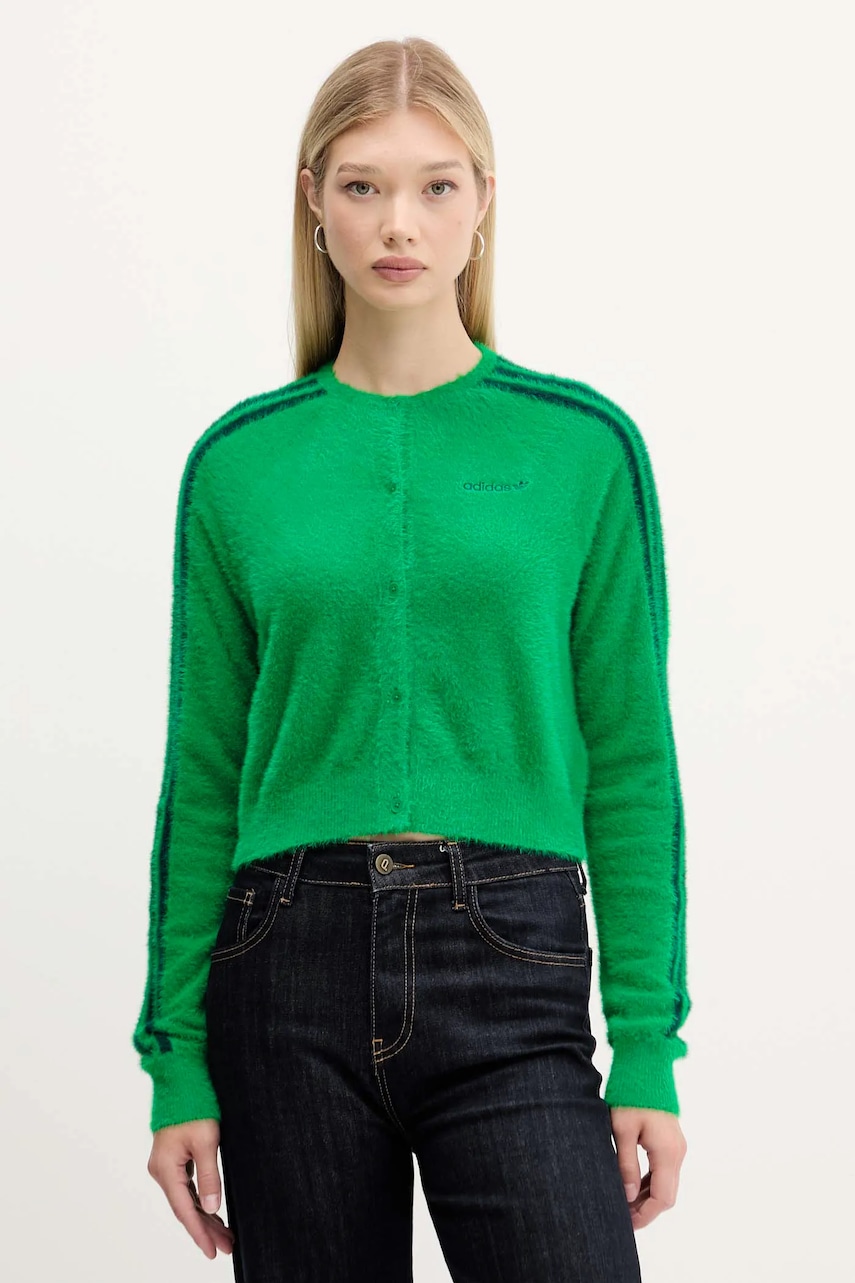 adidas Originals cardigan Fluffy Cardigan culoarea verde, light, JW5177