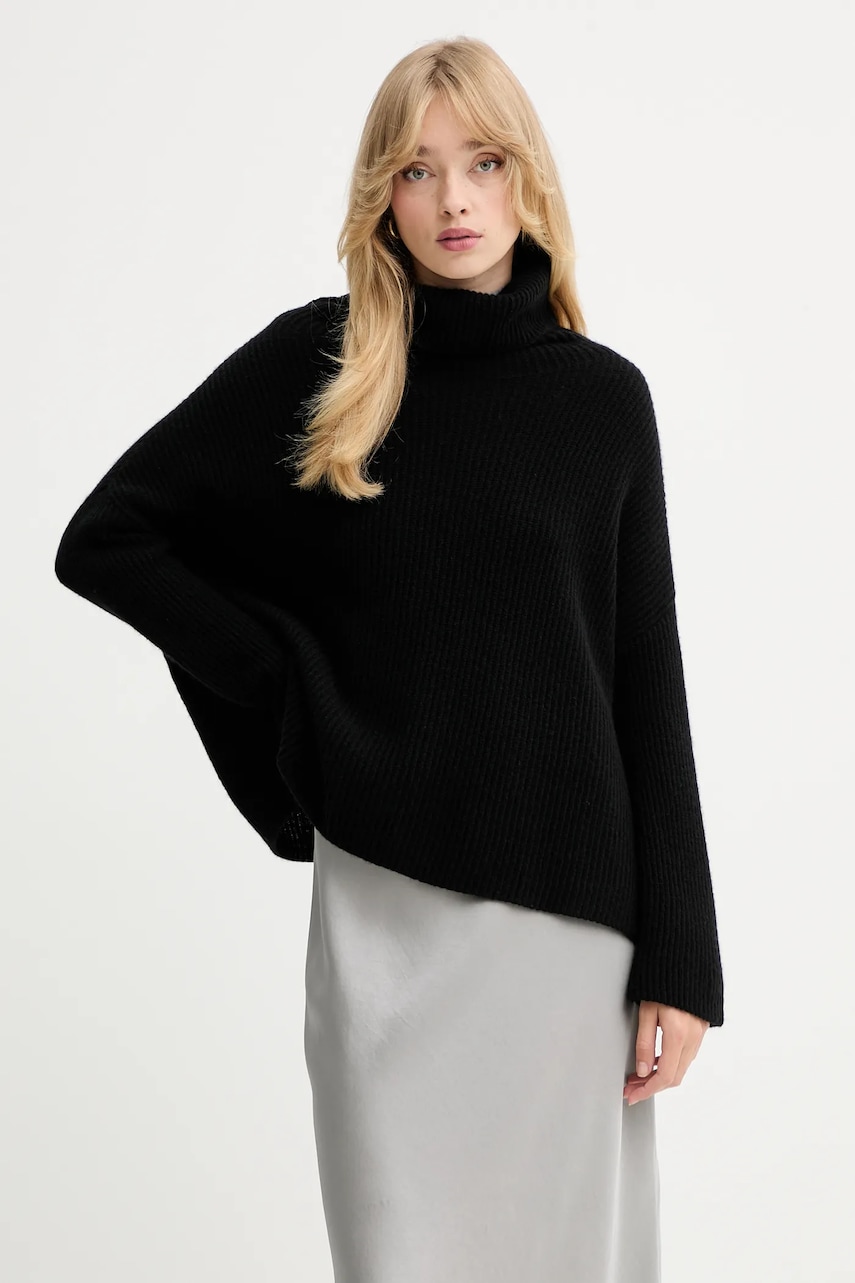MAX&Co. pulover de cașmir culoarea negru, light, cu guler, 2528366044200