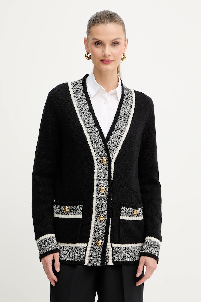 Luisa Spagnoli cardigan din lână culoarea negru, 100206