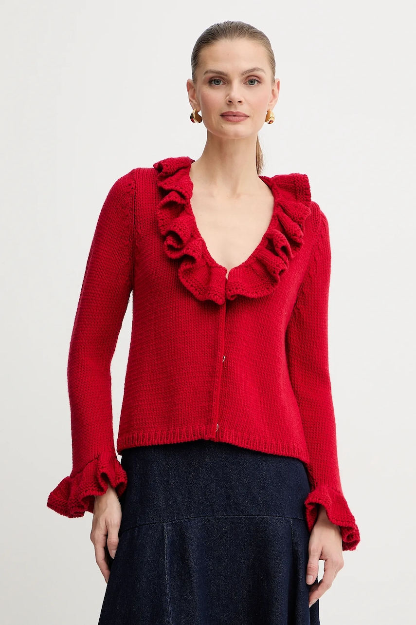 Luisa Spagnoli cardigan din lână culoarea roșu, călduros, 100274