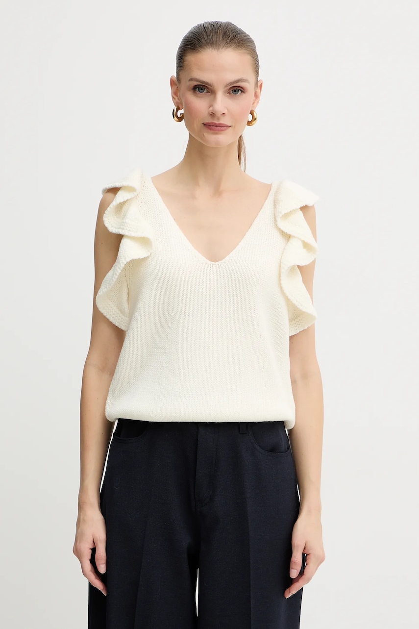 Luisa Spagnoli tricou de lână culoarea bej, uni, 100232