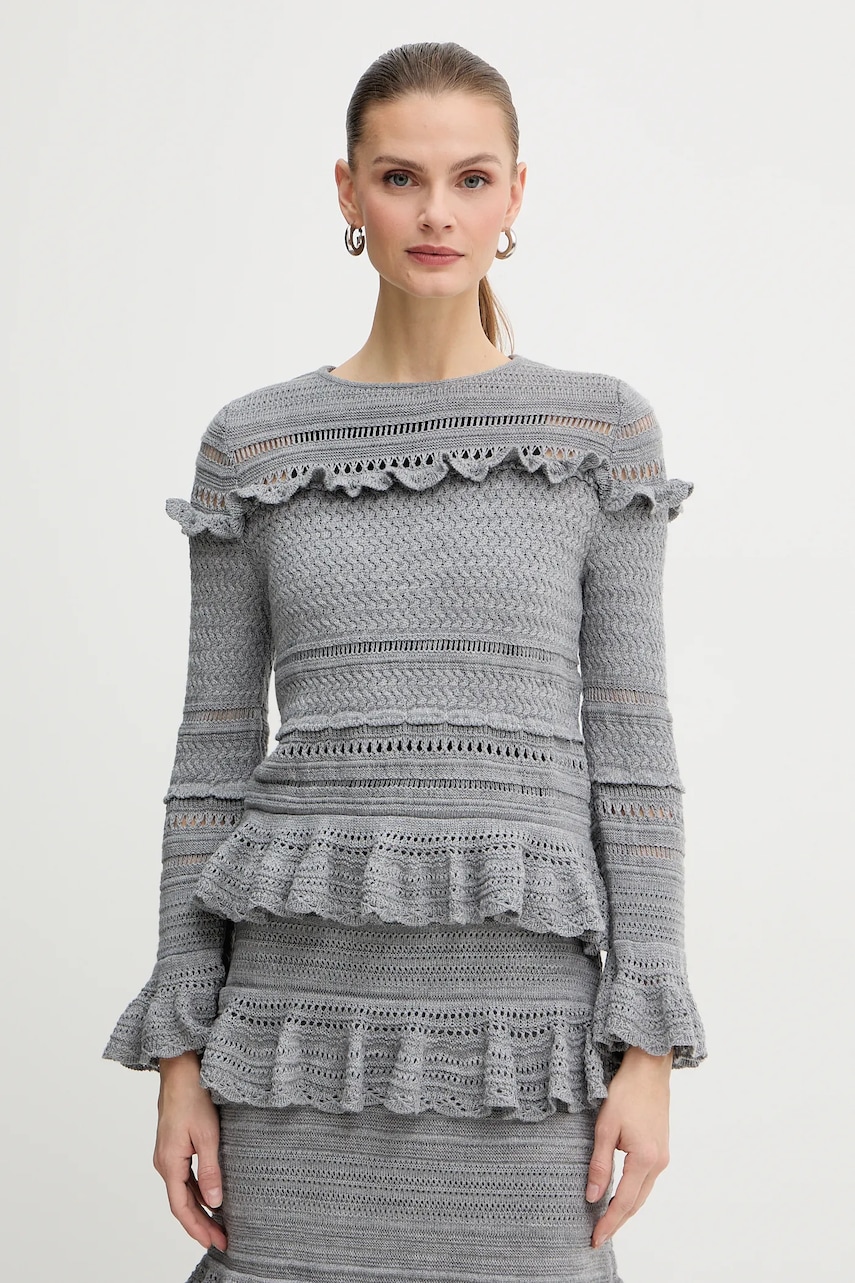 Luisa Spagnoli pulover de lână culoarea gri, light, 100222