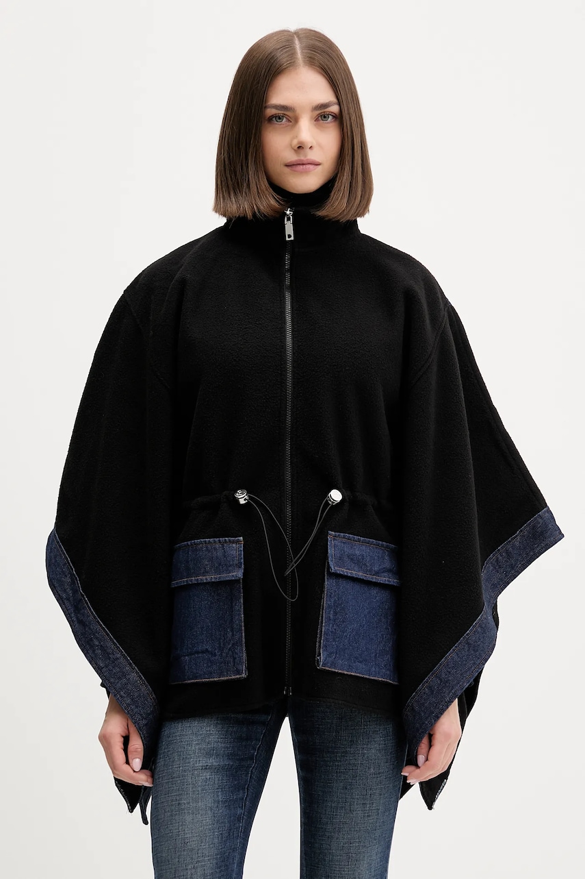 Desigual poncho DENIM ALDAMA culoarea negru, 25WAIA15