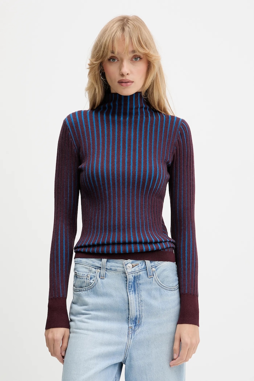Desigual pulover BARROW culoarea violet, cu turtleneck, 25WWJF18