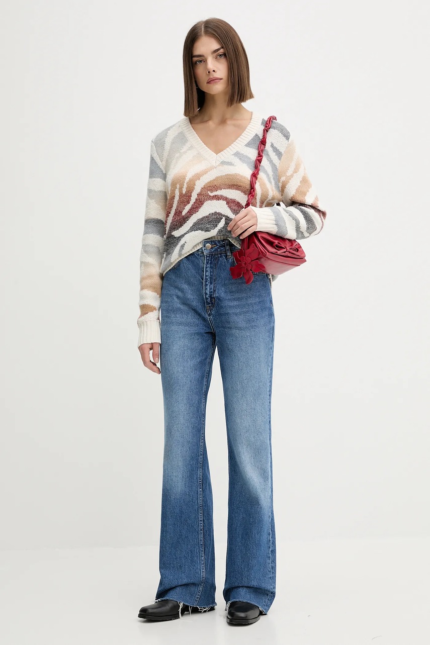 Πουλόβερ Desigual WASILLA χρώμα: μπεζ, 25WWJF21 φωτογραφία