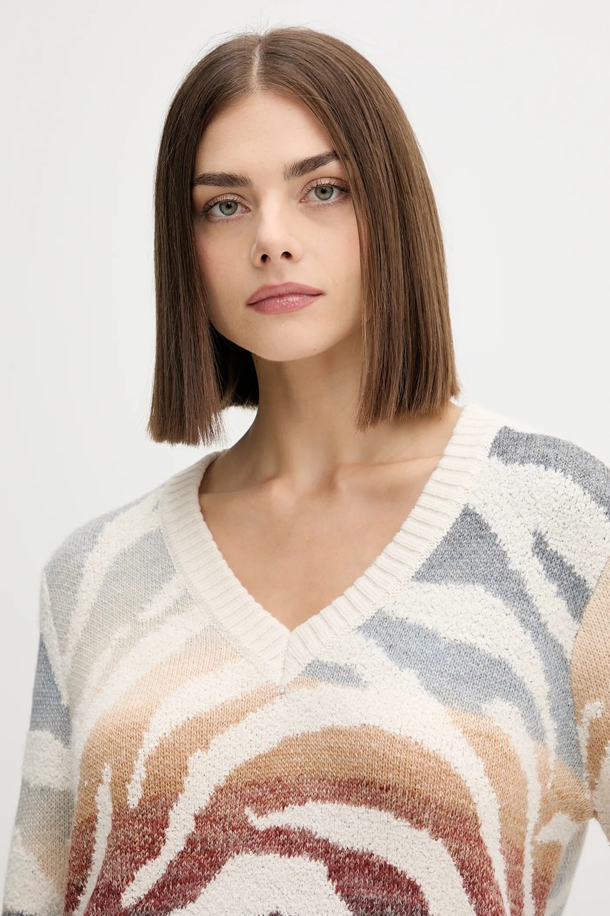 Πουλόβερ Desigual WASILLA χρώμα: μπεζ, 25WWJF21 φωτογραφία