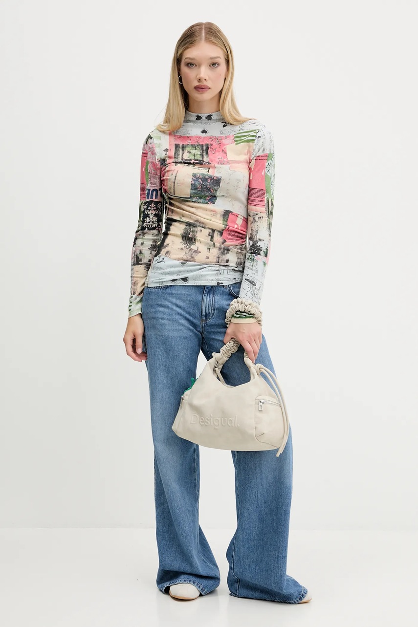 Πουλόβερ Desigual MONTREAL χρώμα: μπεζ, 25WWJF39 φωτογραφία