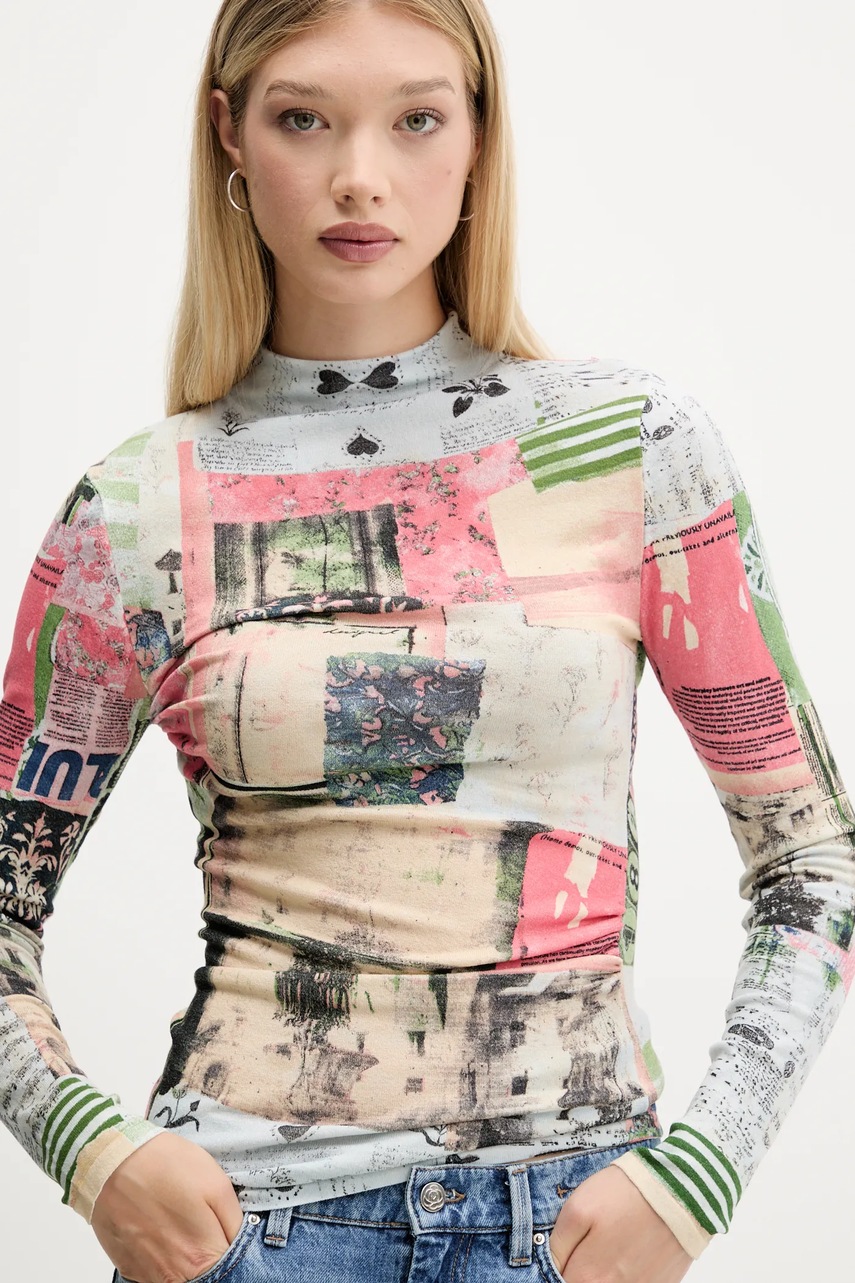 Πουλόβερ Desigual MONTREAL χρώμα: μπεζ, 25WWJF39 φωτογραφία