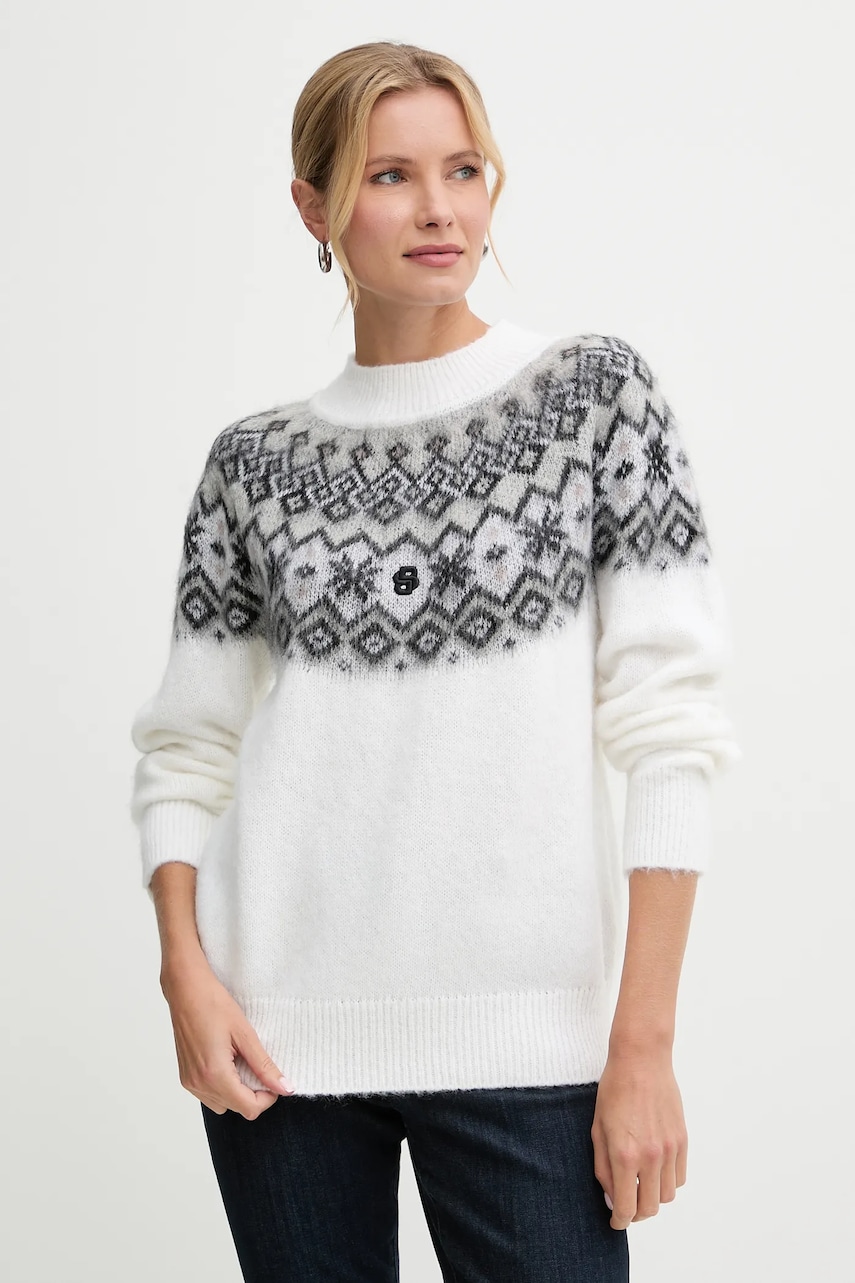 BOSS pulover din amestec de lână culoarea bej, cu turtleneck, 50549369 BOSS pulover din amestec de lână culoarea bej, cu turtleneck, 50549369