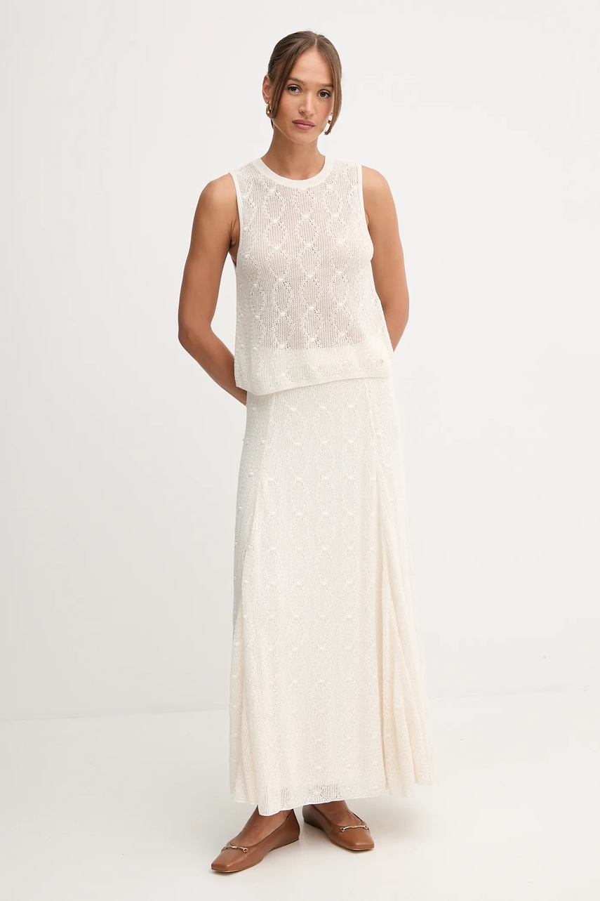 Хлопковый топ Pedro del Hierro цвет бежевый однотонная 5502013