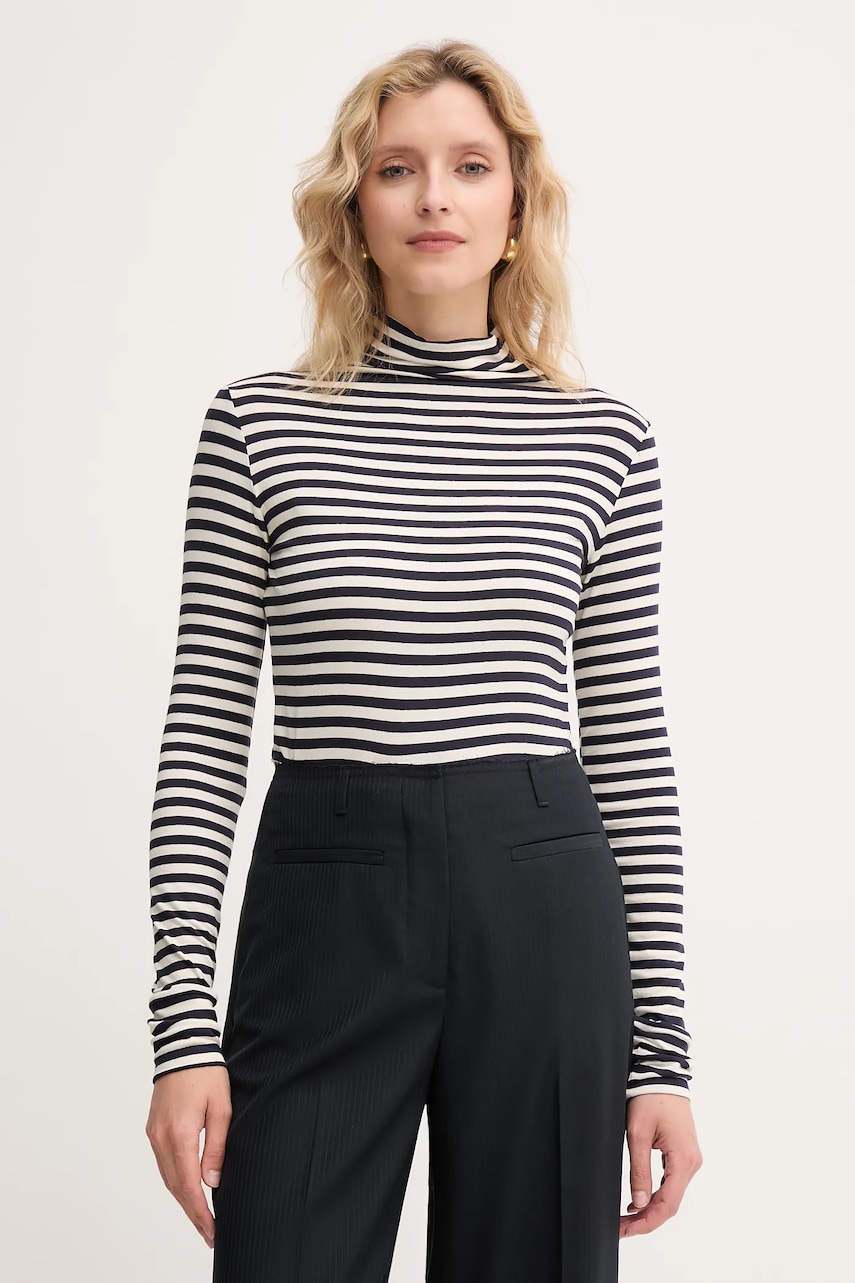 Marella longsleeve Emme by Marella culoarea bleumarin, cu guler, 2525946031200