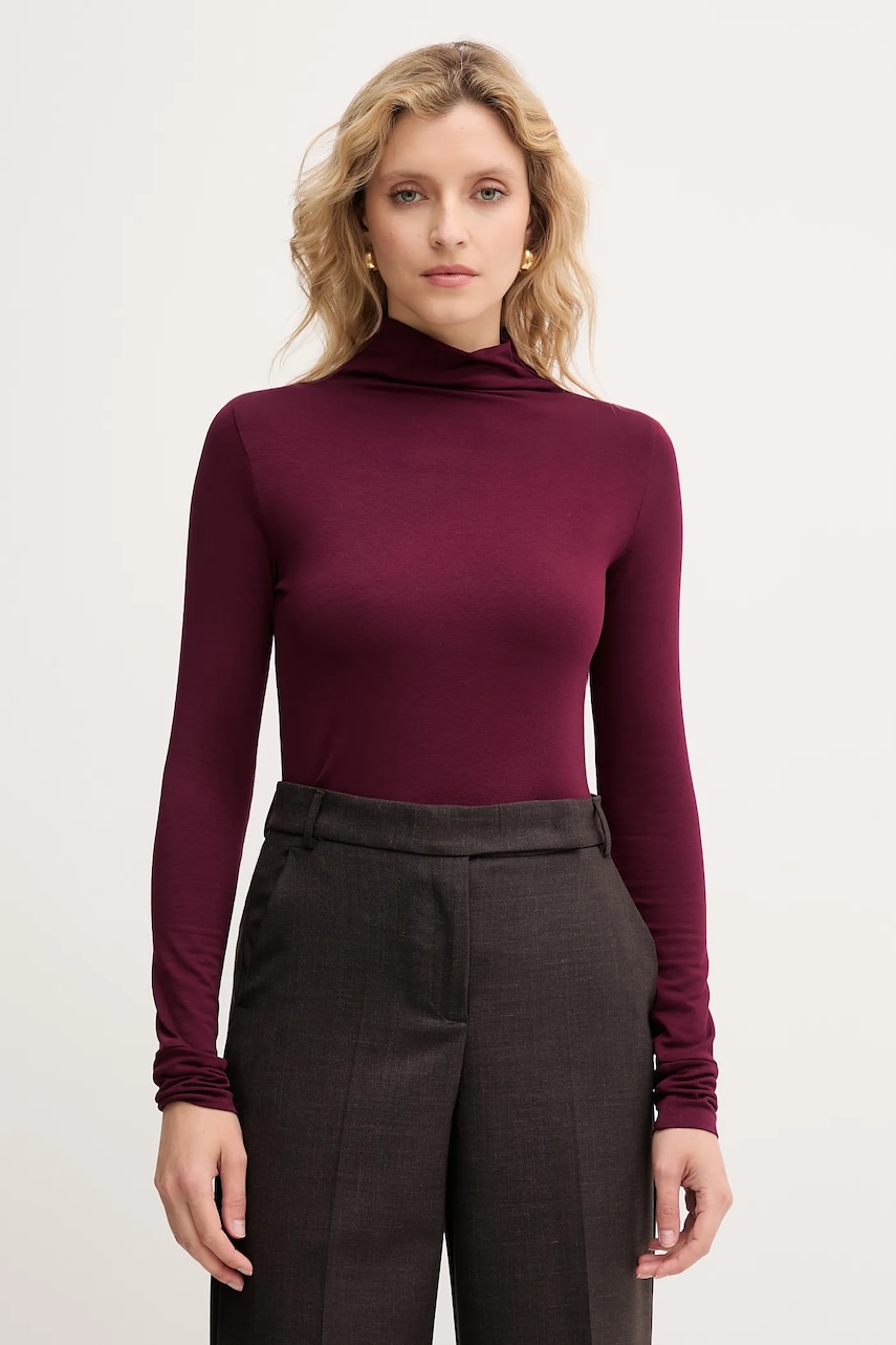 Marella longsleeve Emme by Marella culoarea bordo, cu guler, 2525946031200