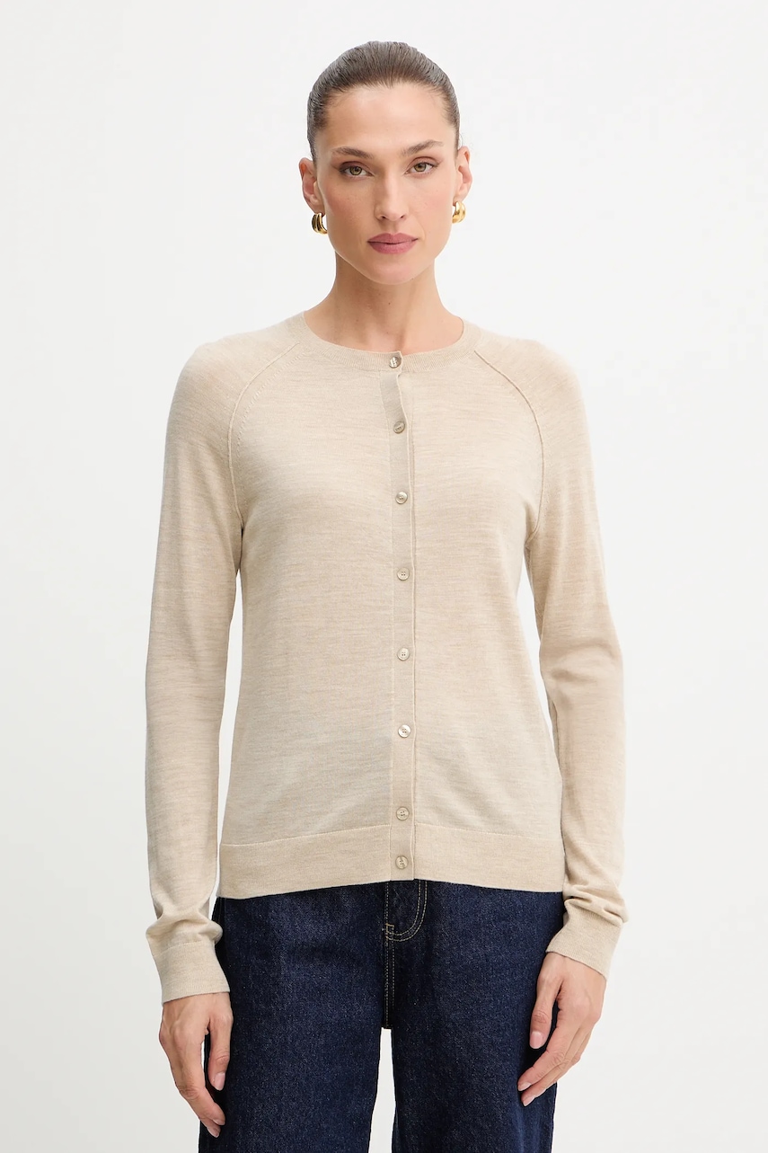 BOSS cardigan din lână culoarea bej, light, 50545031