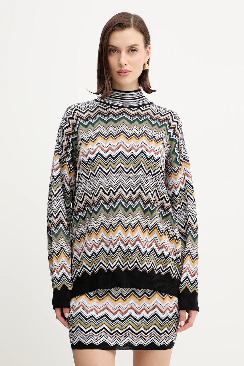 Missoni pulover din amestec de lână culoarea maro, light, cu turtleneck, DS25WN16.BK01CQ